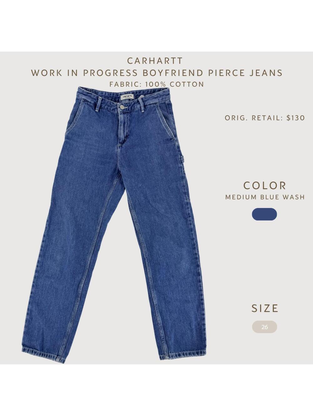 Carhartt WIP Pierce Boyfriend Carpenter Jeans 26 - Picture 2 of 9